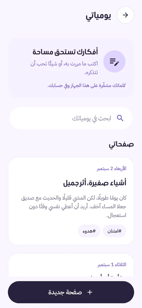 شاشة اليوميات